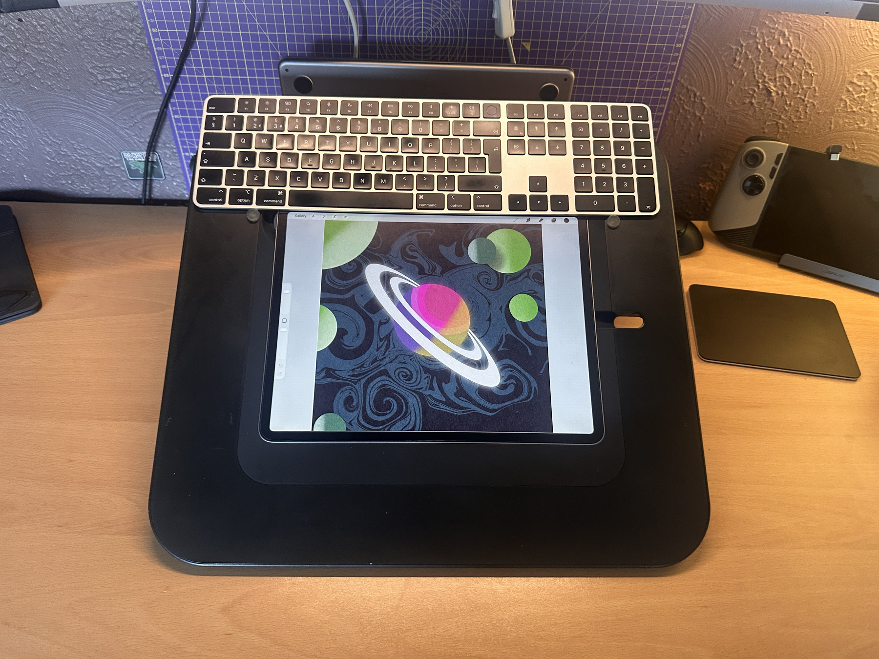 iPad in usual setup for art